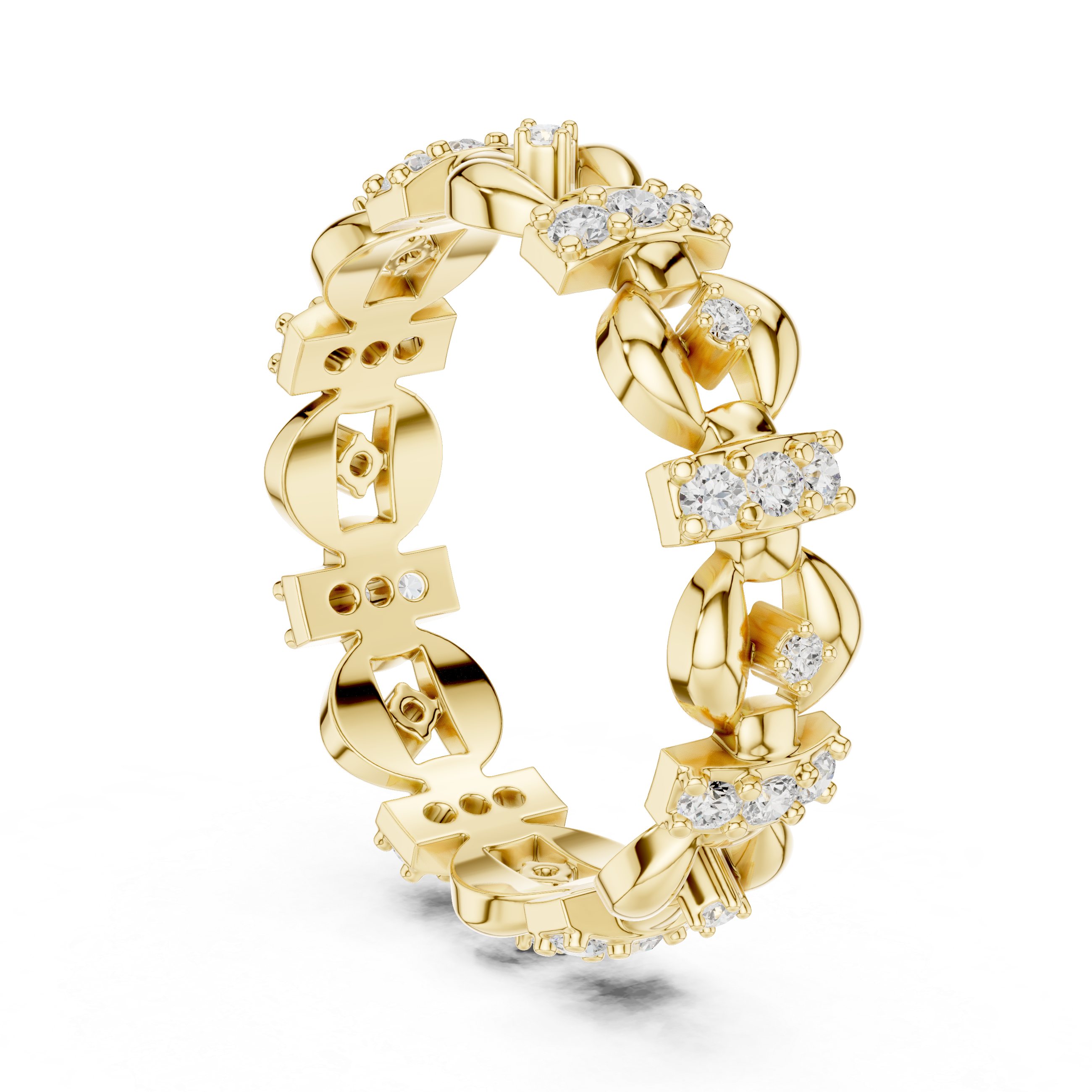 Vintage Floral Diamond Eternity Ring in Rose Gold