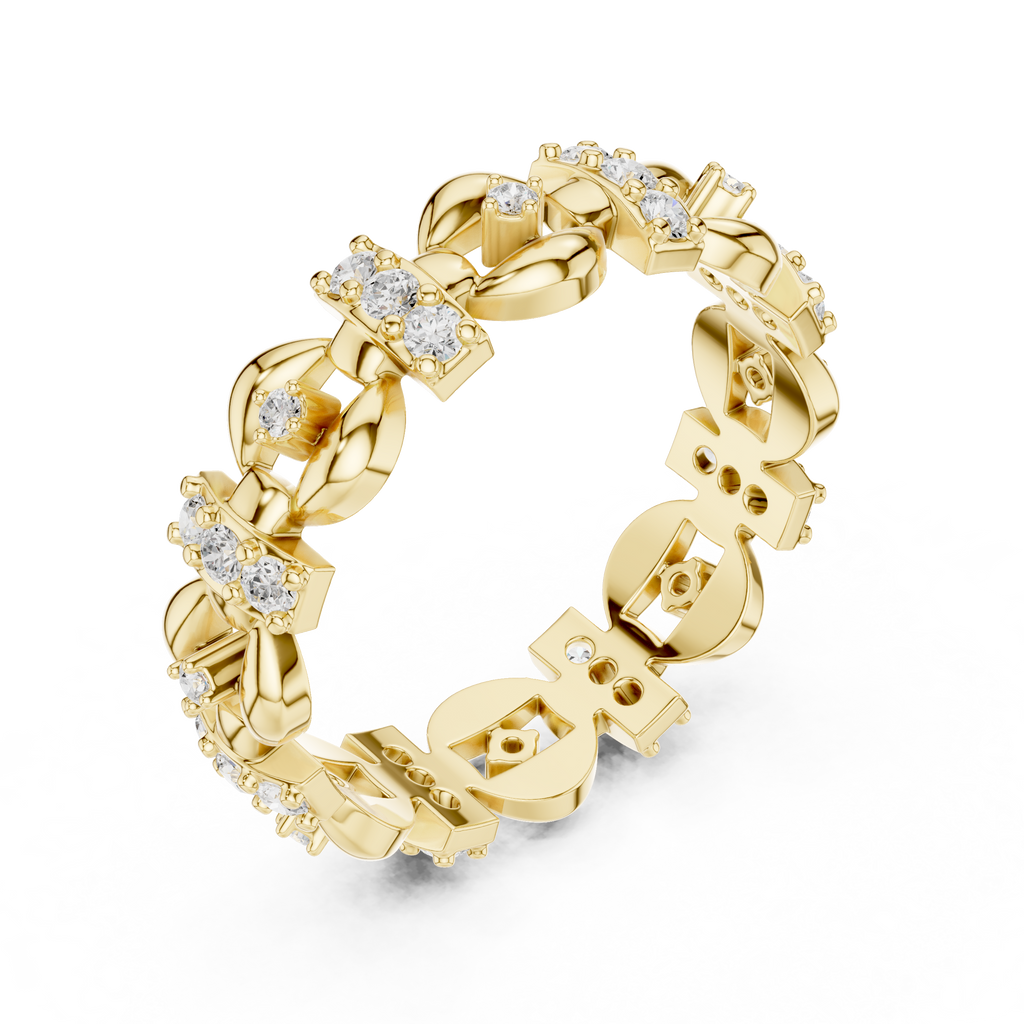 Vintage Floral Diamond Eternity Ring in Rose Gold