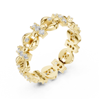 Vintage Floral Diamond Eternity Ring in Rose Gold