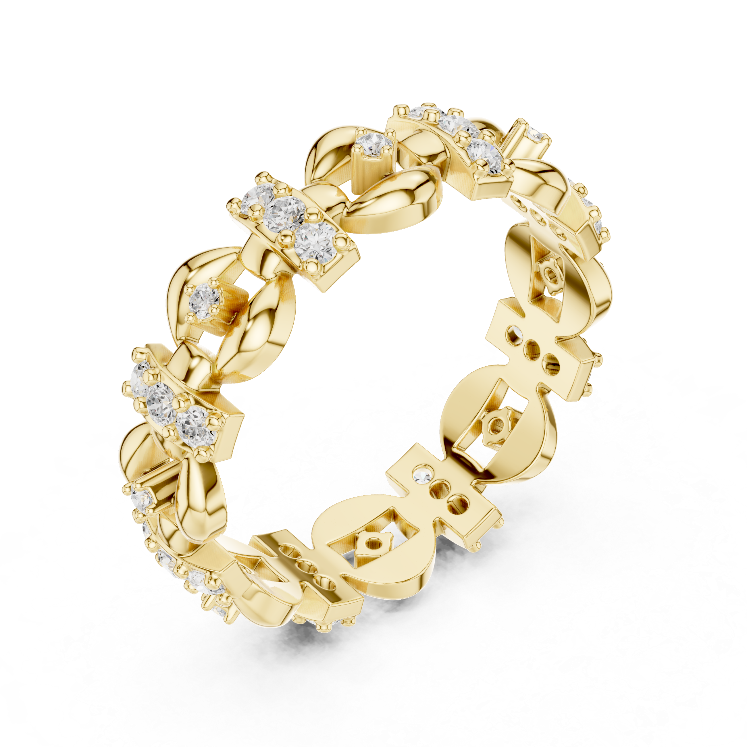 Vintage Floral Diamond Eternity Ring in Rose Gold