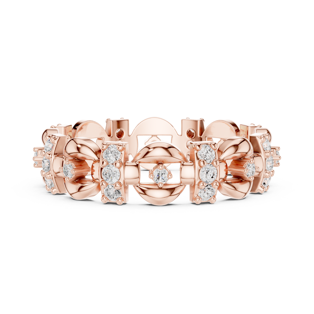 Vintage Floral Diamond Eternity Ring in Rose Gold