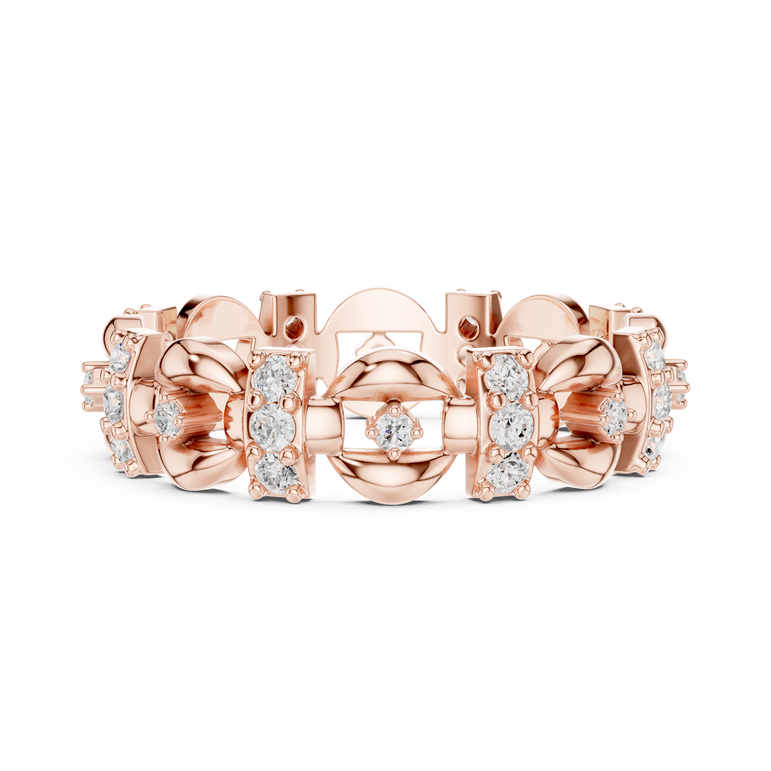 Vintage Floral Diamond Eternity Ring in Rose Gold