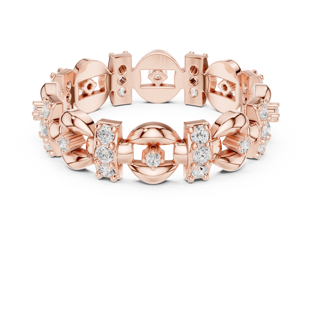 Vintage Floral Diamond Eternity Ring in Rose Gold