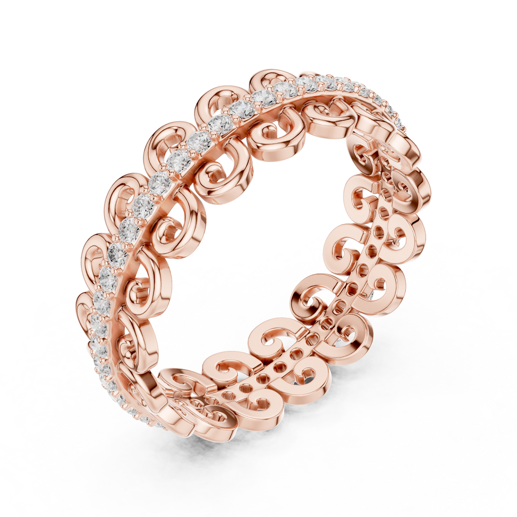 Vintage Scroll Diamond Eternity Ring in Rose Gold