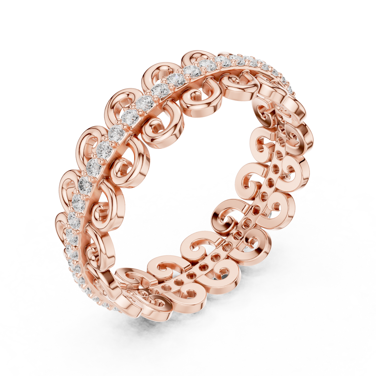 Vintage Scroll Diamond Eternity Ring – view 7 of 12, lab grown diamond ring | Jewelix Atelier