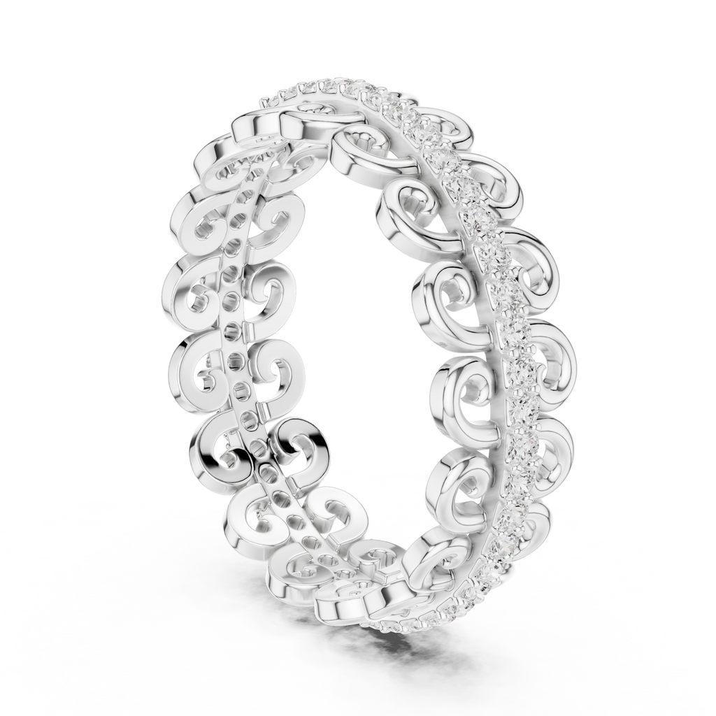 Vintage Scroll Diamond Eternity Ring in Rose Gold