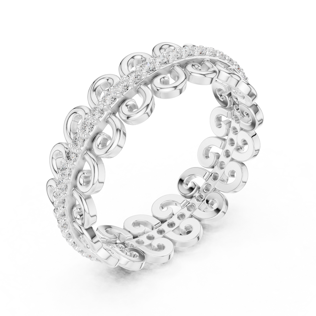 Vintage Scroll Diamond Eternity Ring in Rose Gold