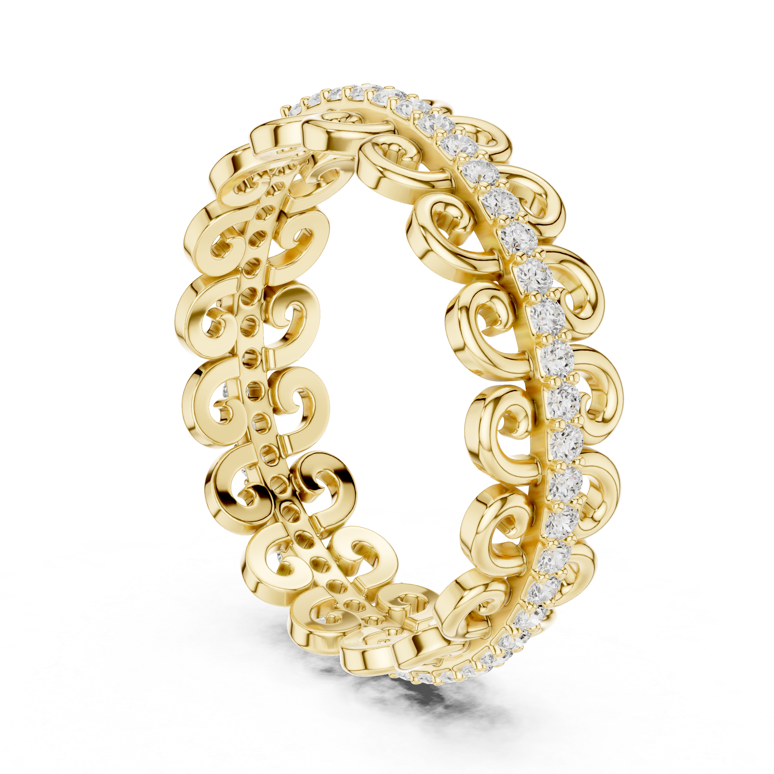 Vintage Scroll Diamond Eternity Ring in Rose Gold