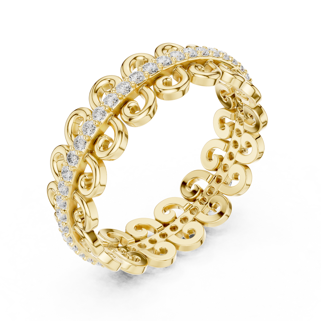 Vintage Scroll Diamond Eternity Ring in Rose Gold