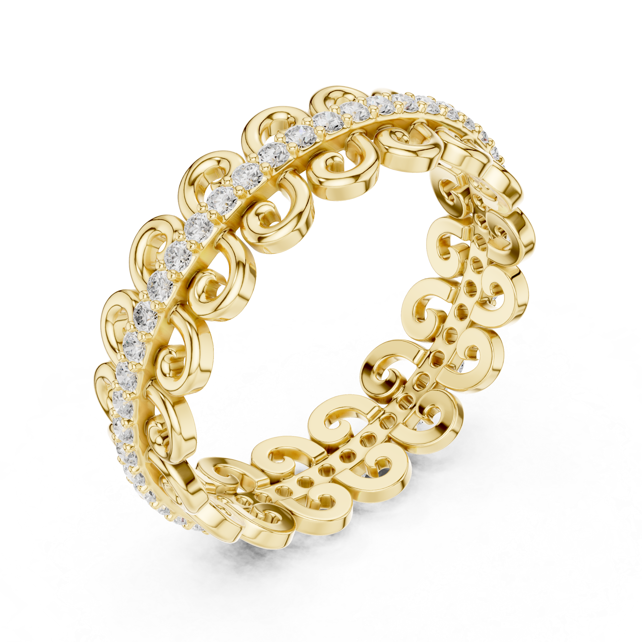 Vintage Scroll Diamond Eternity Ring in Rose Gold