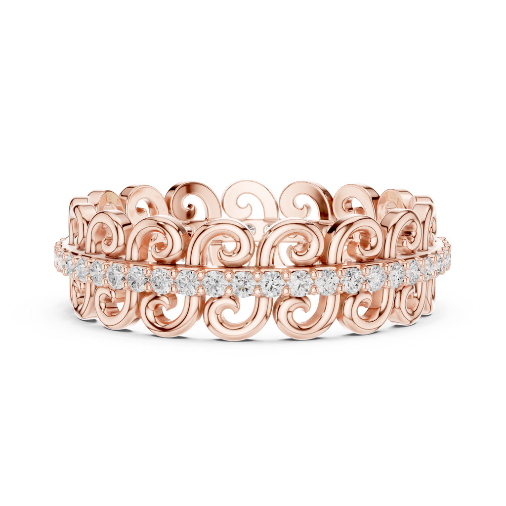Vintage Scroll Diamond Eternity Ring in Rose Gold