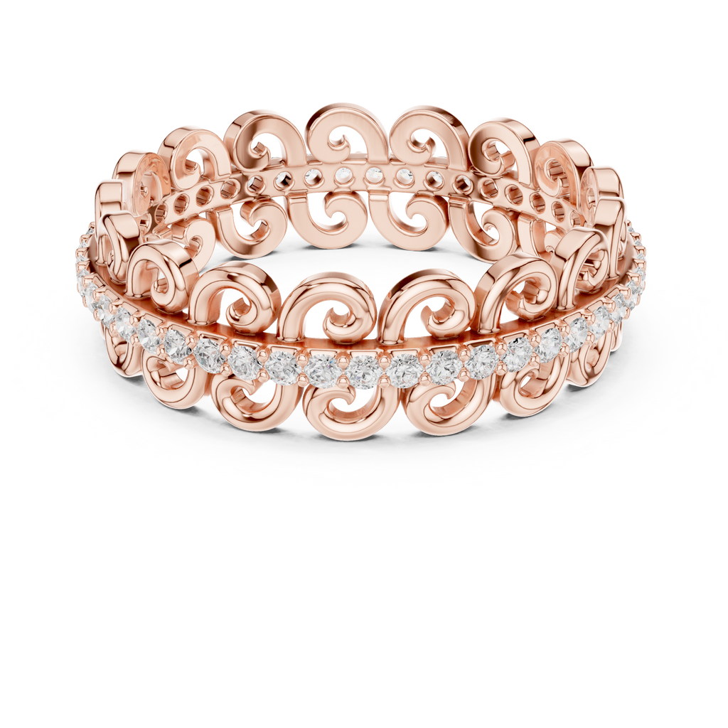 Vintage Scroll Diamond Eternity Ring in Rose Gold
