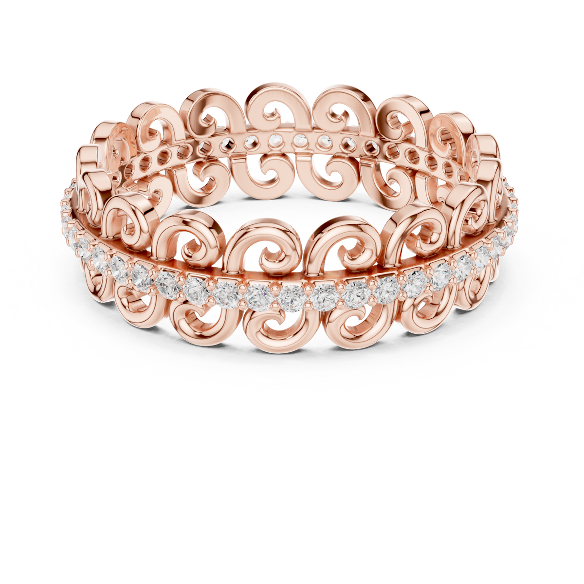 Vintage Scroll Diamond Eternity Ring – view 8 of 12, lab grown diamond ring | Jewelix Atelier