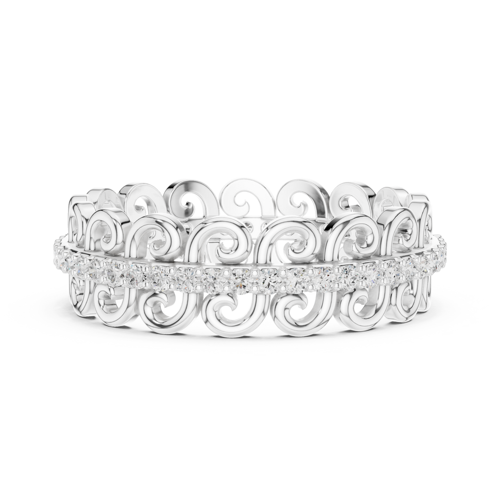 Vintage Scroll Diamond Eternity Ring in Rose Gold