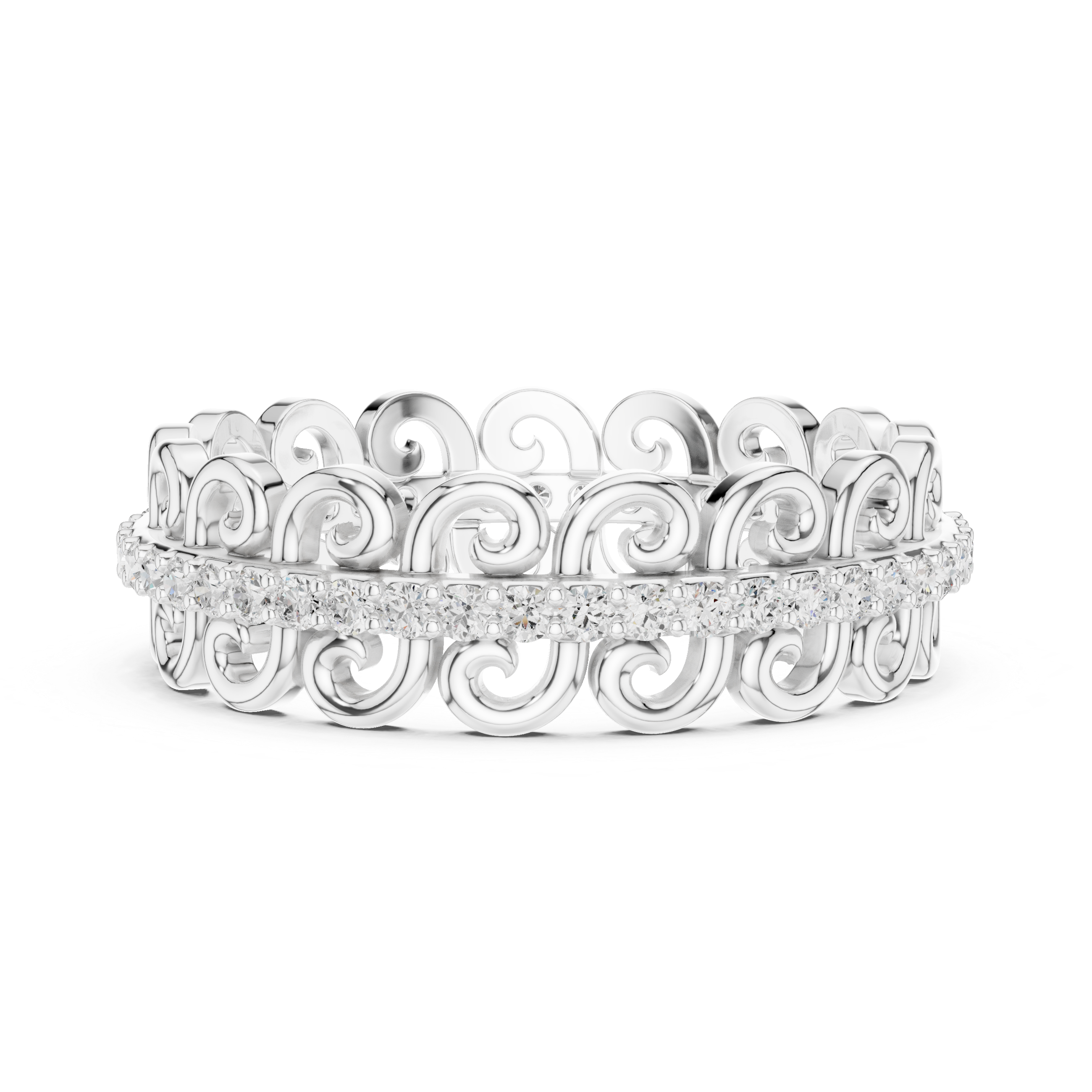 Vintage Scroll Diamond Eternity Ring in Rose Gold
