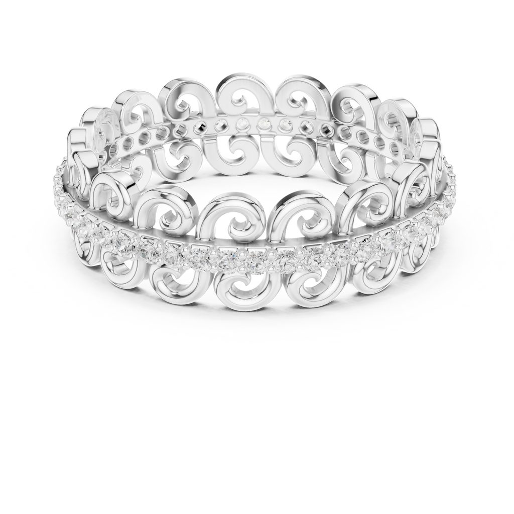 Vintage Scroll Diamond Eternity Ring in Rose Gold