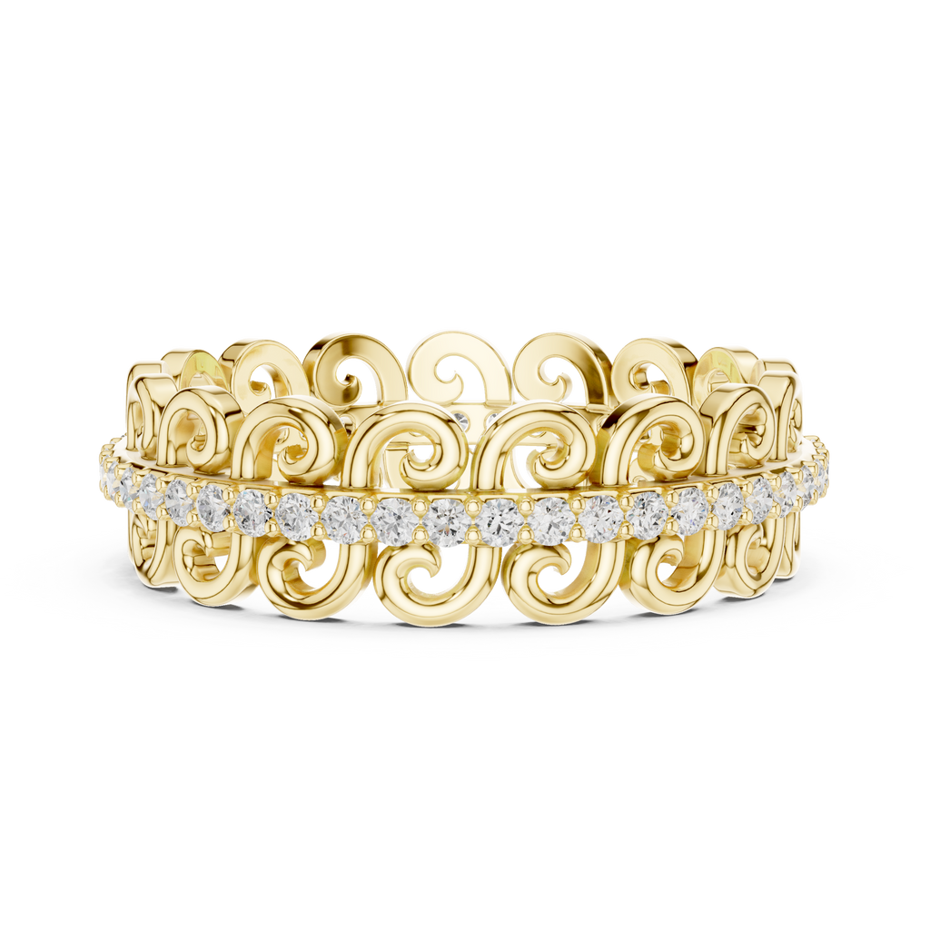 Vintage Scroll Diamond Eternity Ring in Rose Gold