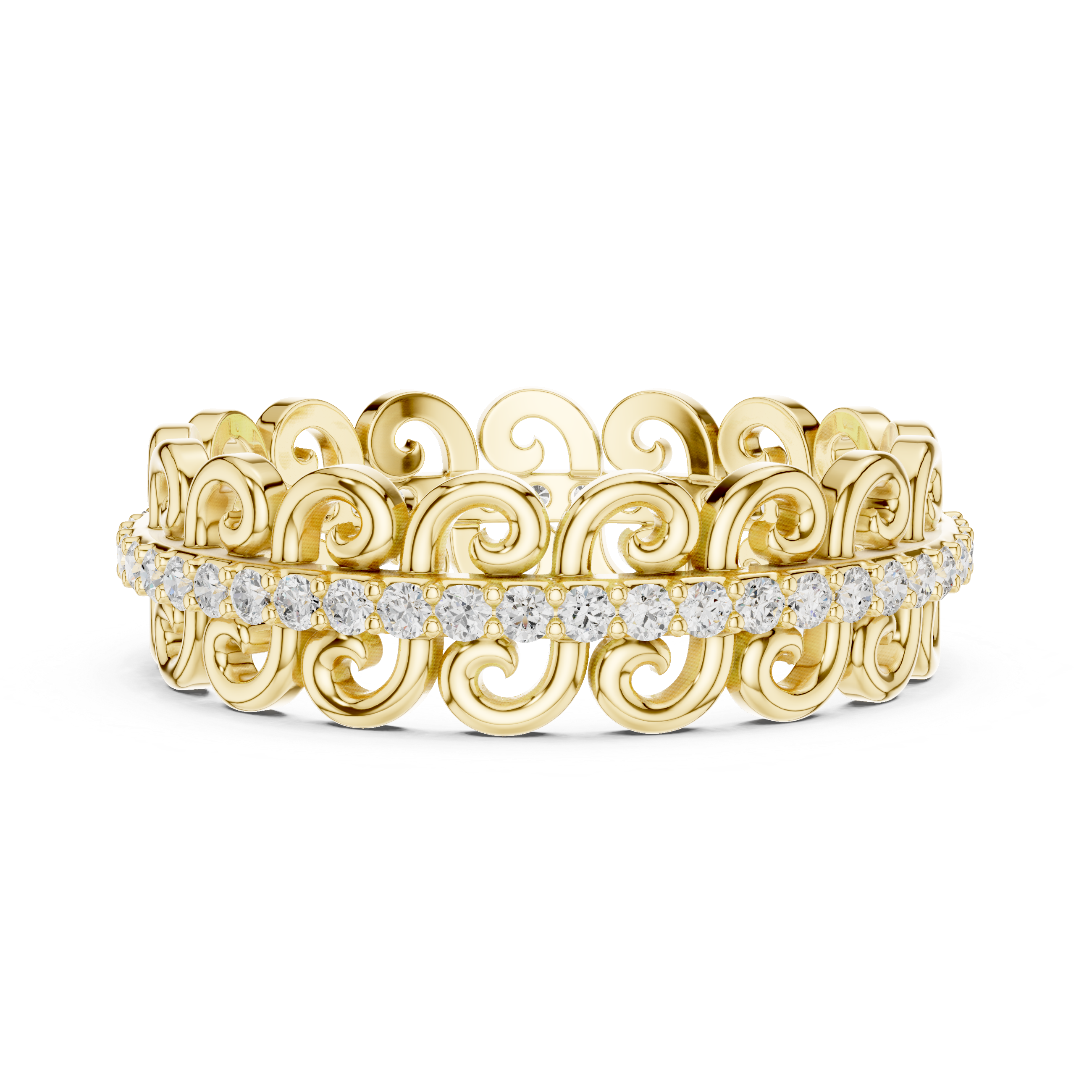 Vintage Scroll Diamond Eternity Ring in Rose Gold