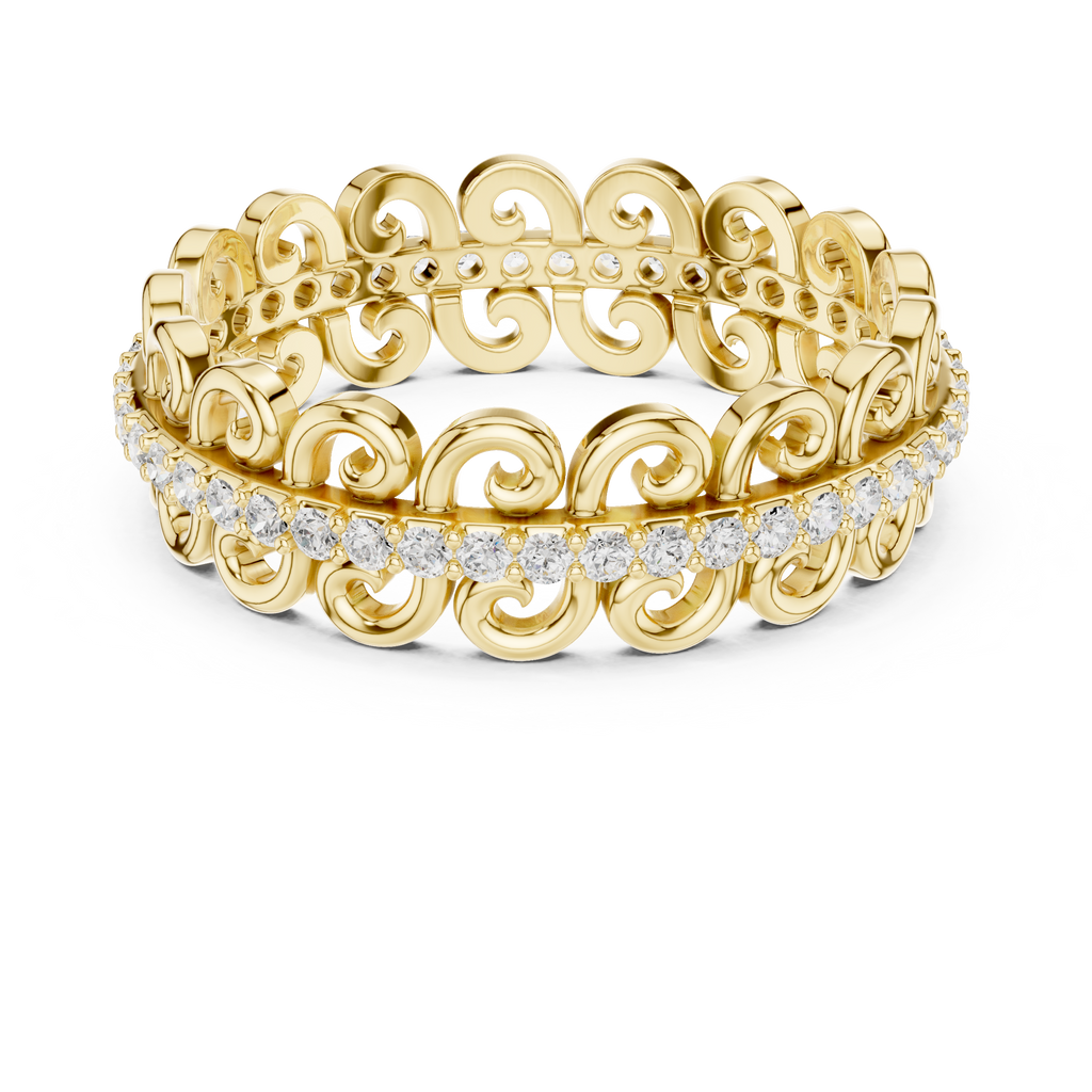 Vintage Scroll Diamond Eternity Ring in Rose Gold