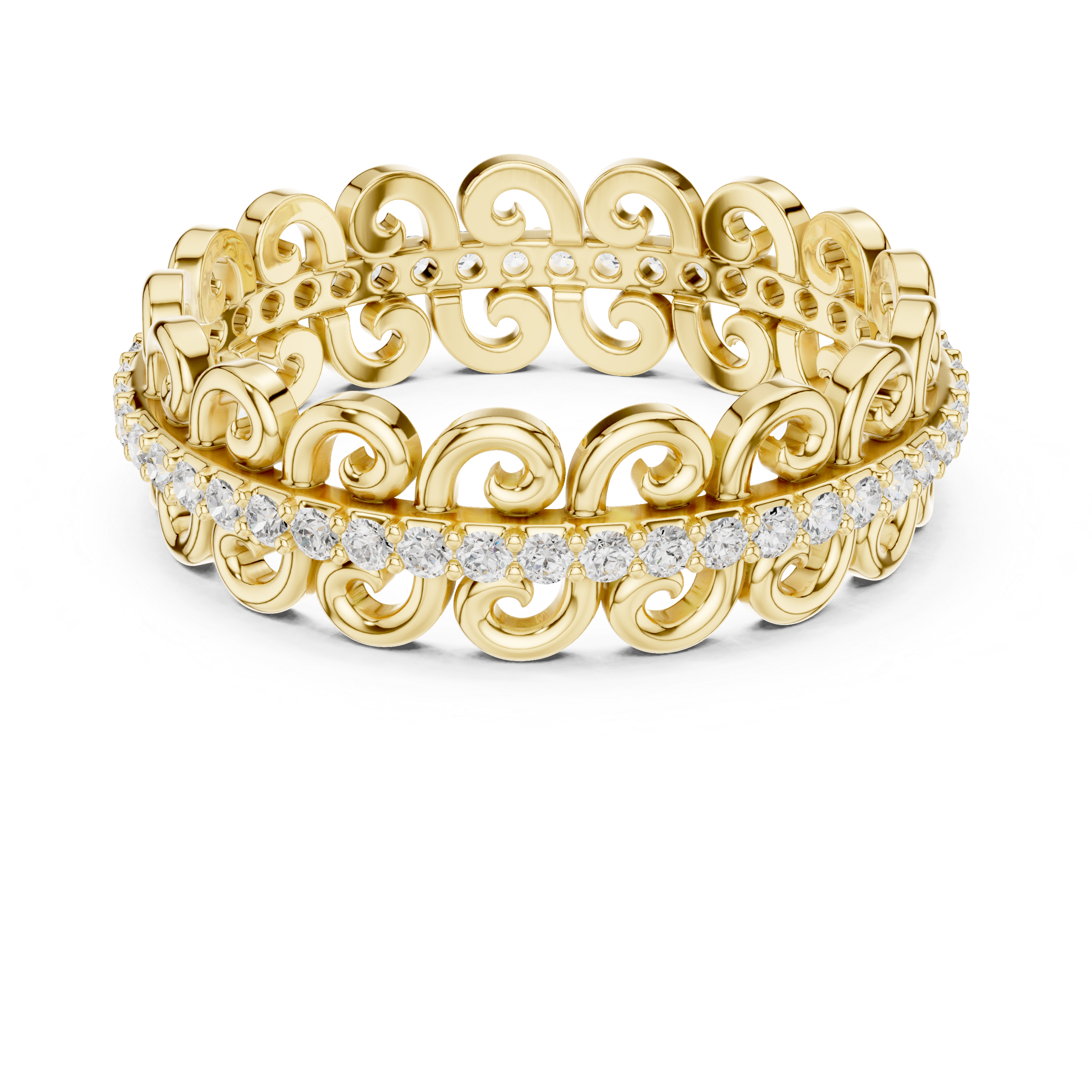 Vintage Scroll Diamond Eternity Ring in Rose Gold