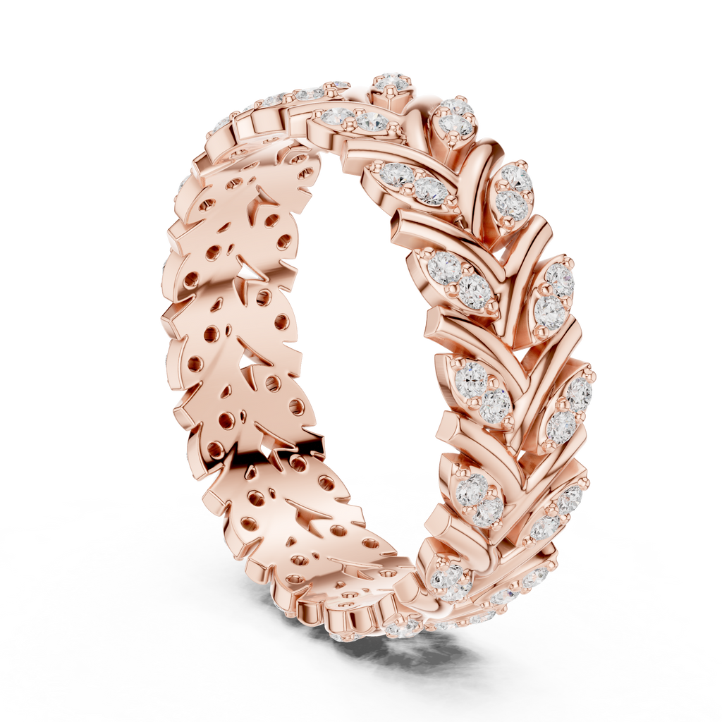 Nature Inspired Diamond Eternity Band in Rose Gold