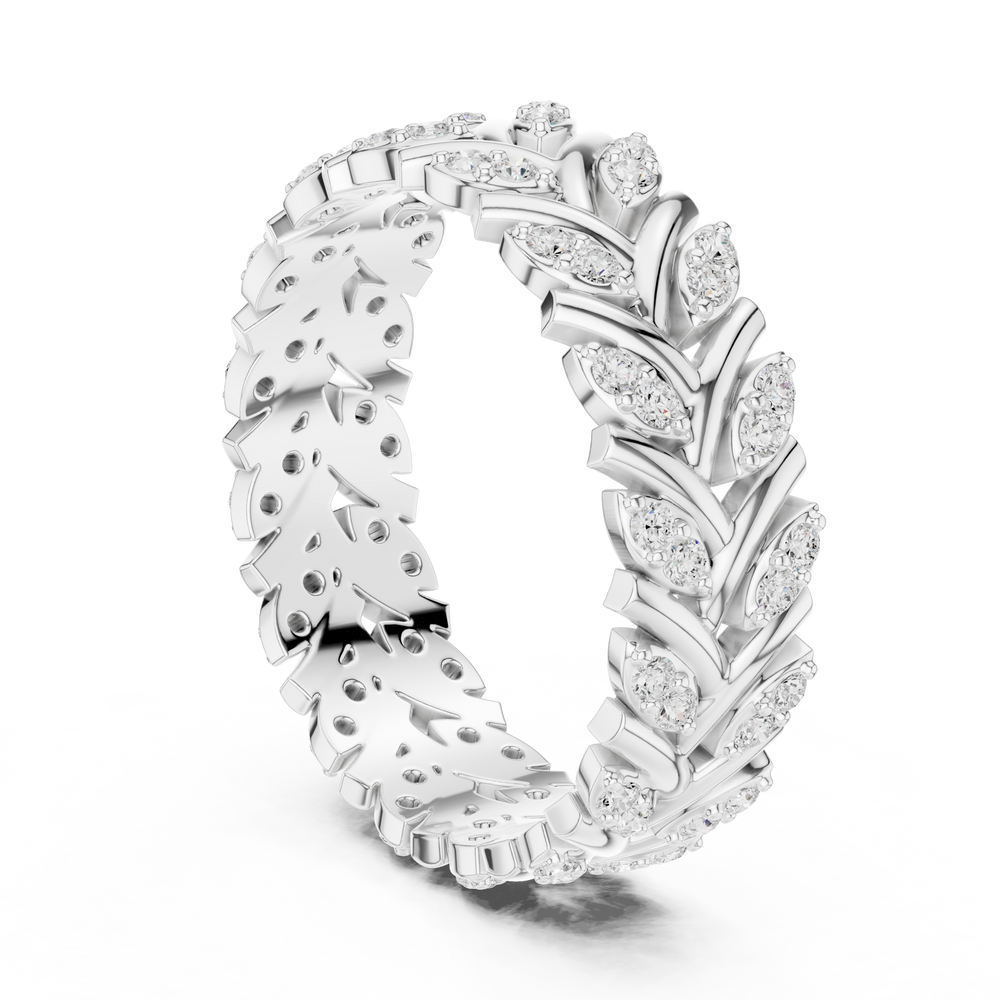 Nature Inspired Diamond Eternity Band in Rose Gold