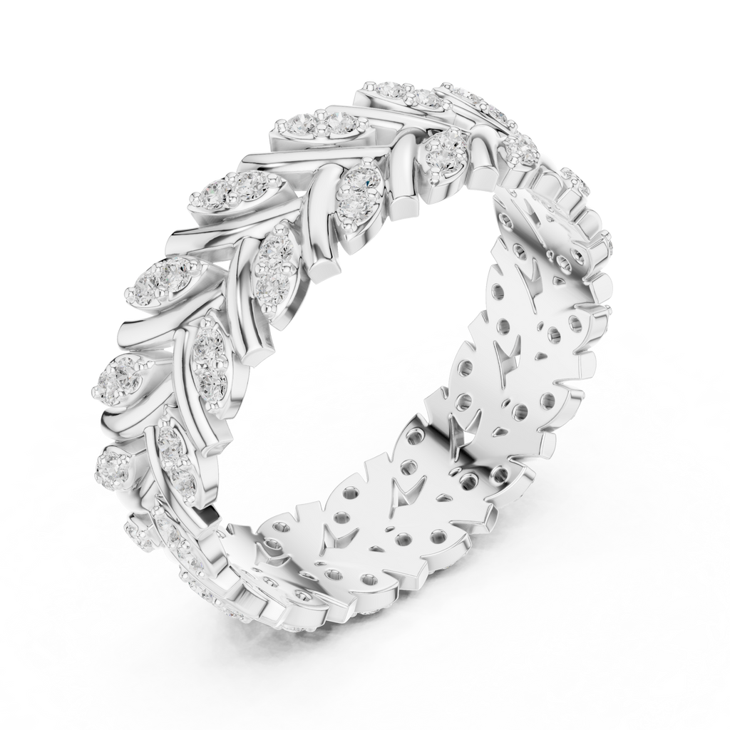 Nature Inspired Diamond Eternity Band in Rose Gold