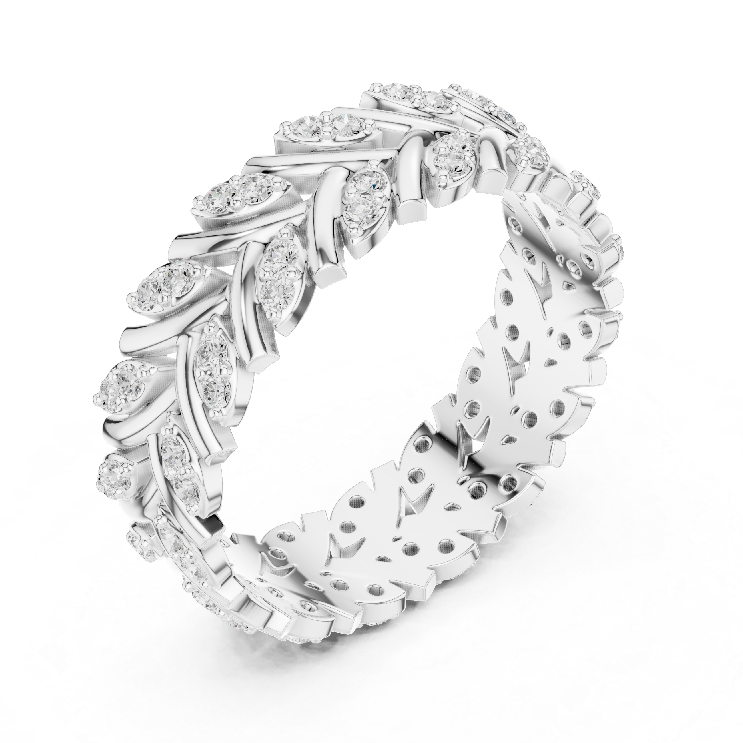 Nature Inspired Diamond Eternity Band in Rose Gold