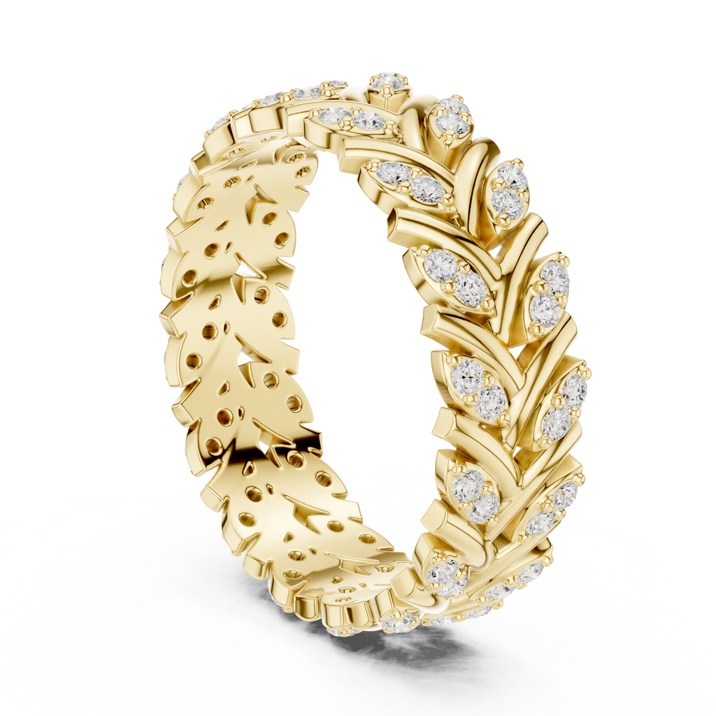 Nature Inspired Diamond Eternity Band in Rose Gold