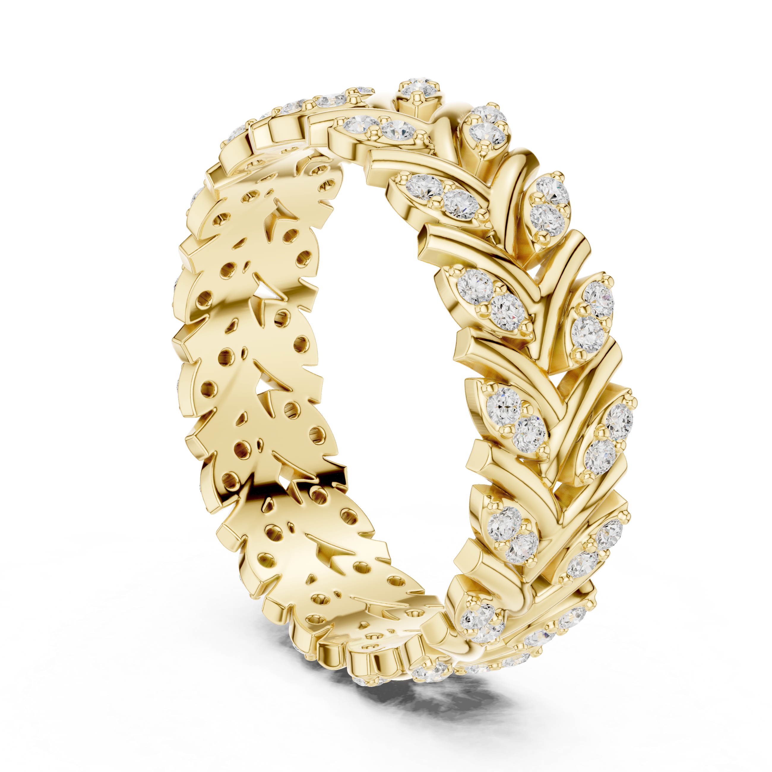 Nature Inspired Diamond Eternity Band in Rose Gold