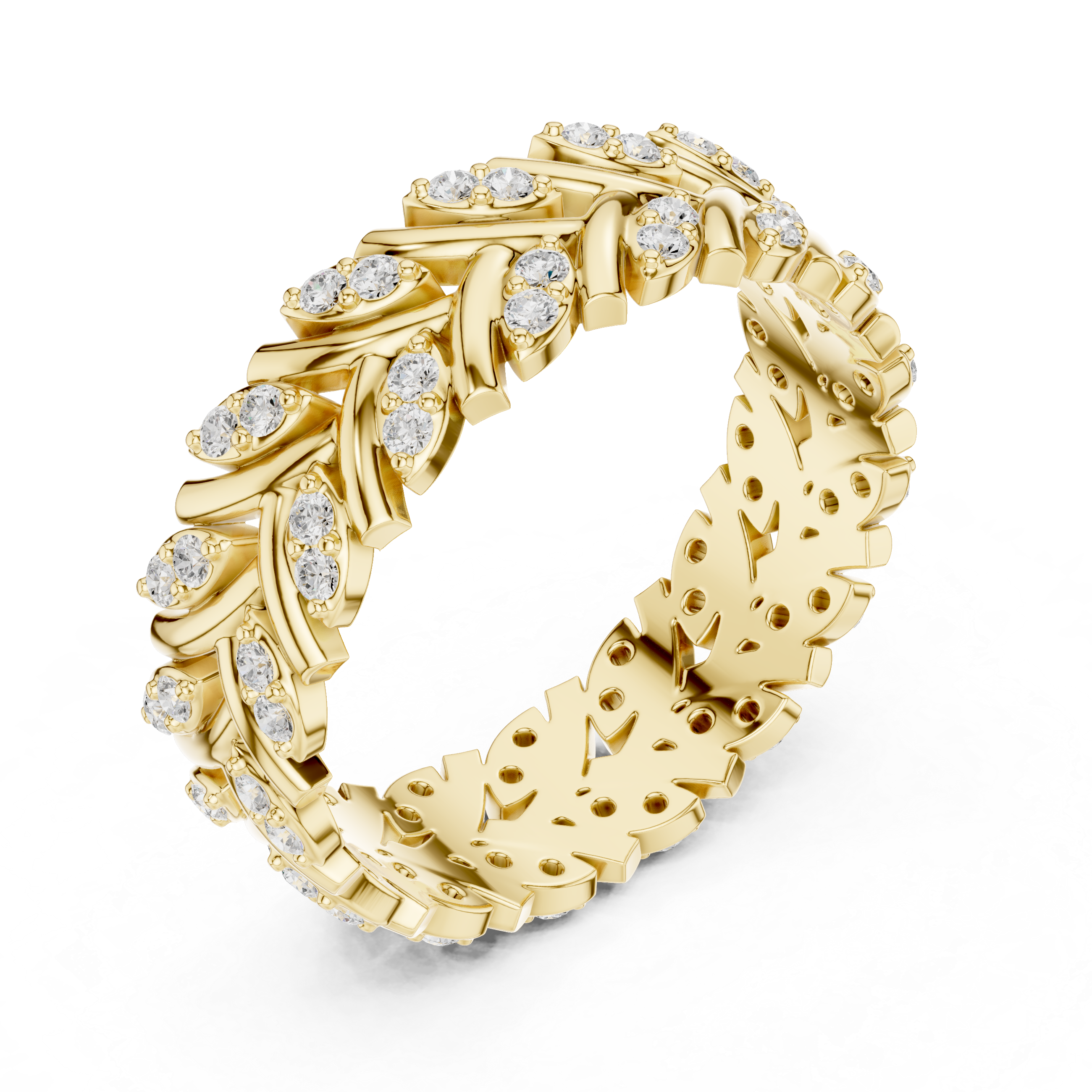 Nature Inspired Diamond Eternity Band in Rose Gold