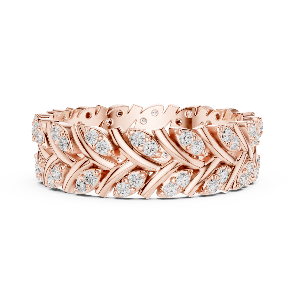 Nature Inspired Diamond Eternity Band in Rose Gold