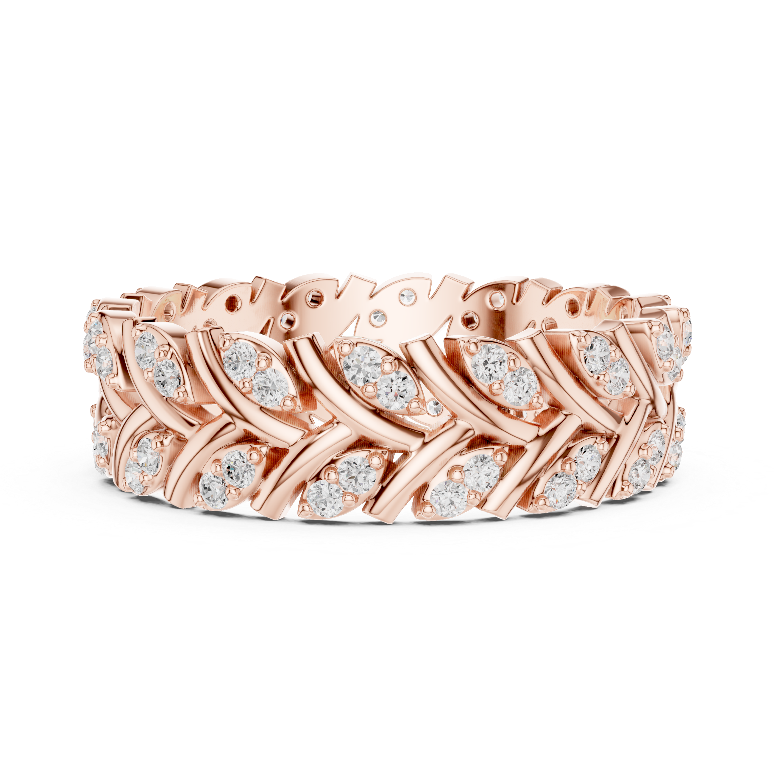 Nature Inspired Diamond Eternity Band in Rose Gold