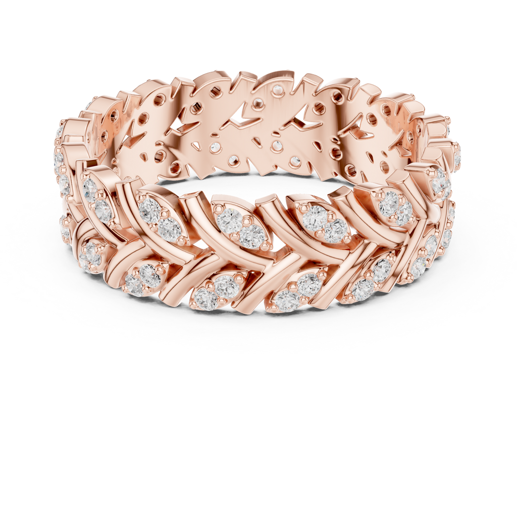 Nature Inspired Diamond Eternity Band in Rose Gold