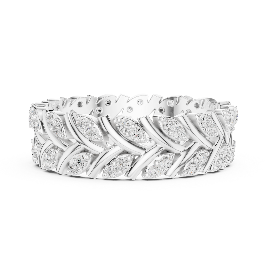 Nature Inspired Diamond Eternity Band in Rose Gold