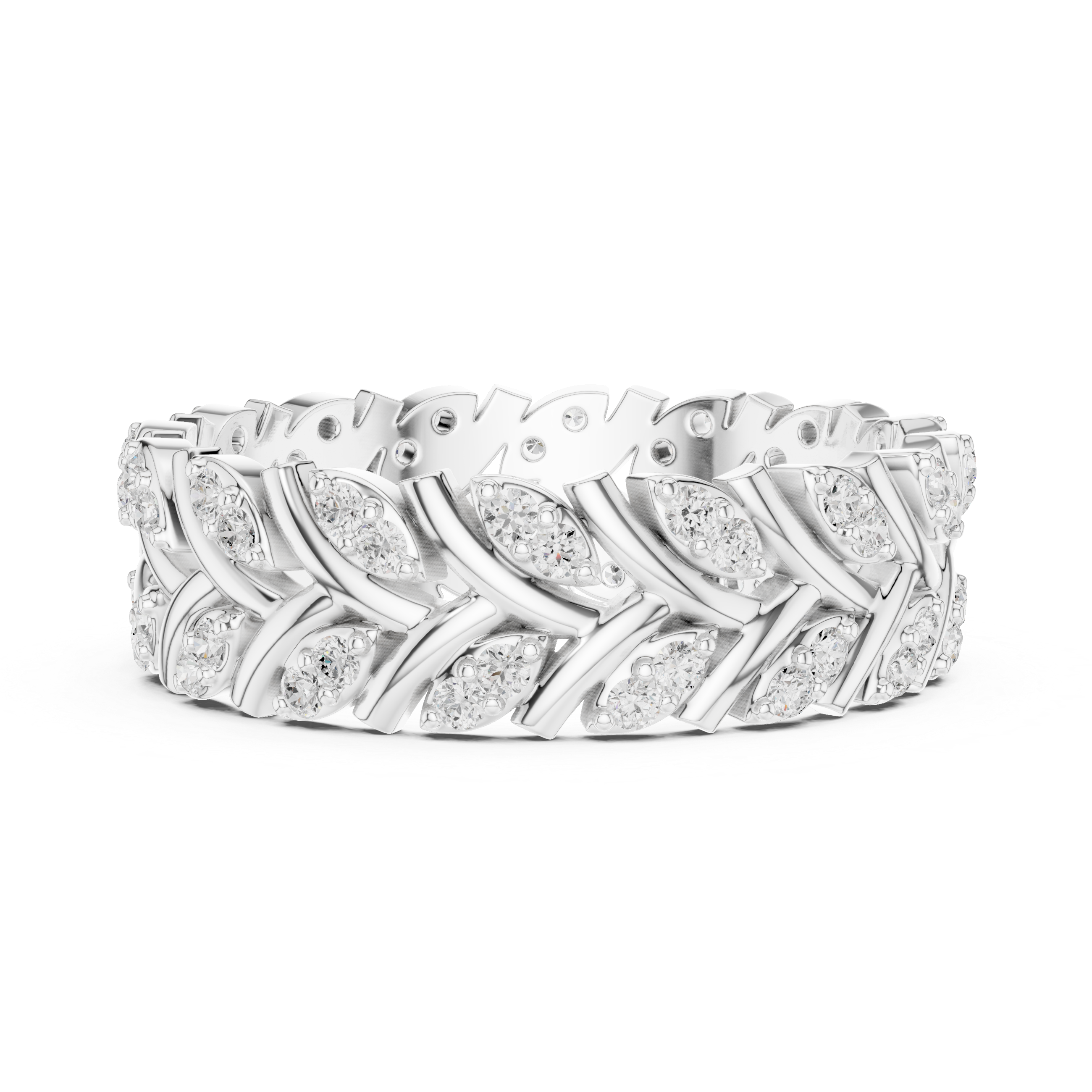 Nature Inspired Diamond Eternity Band in Rose Gold