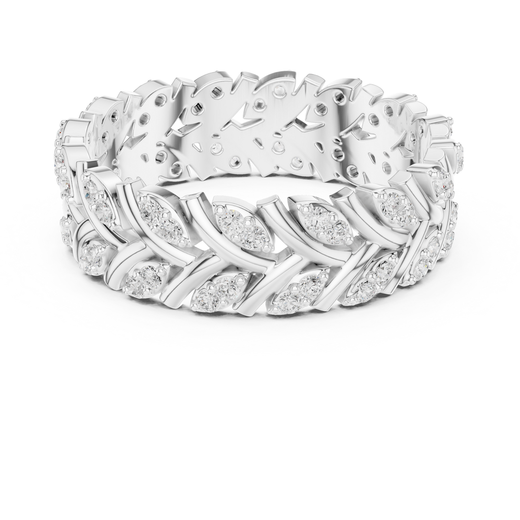 Nature Inspired Diamond Eternity Band in Rose Gold