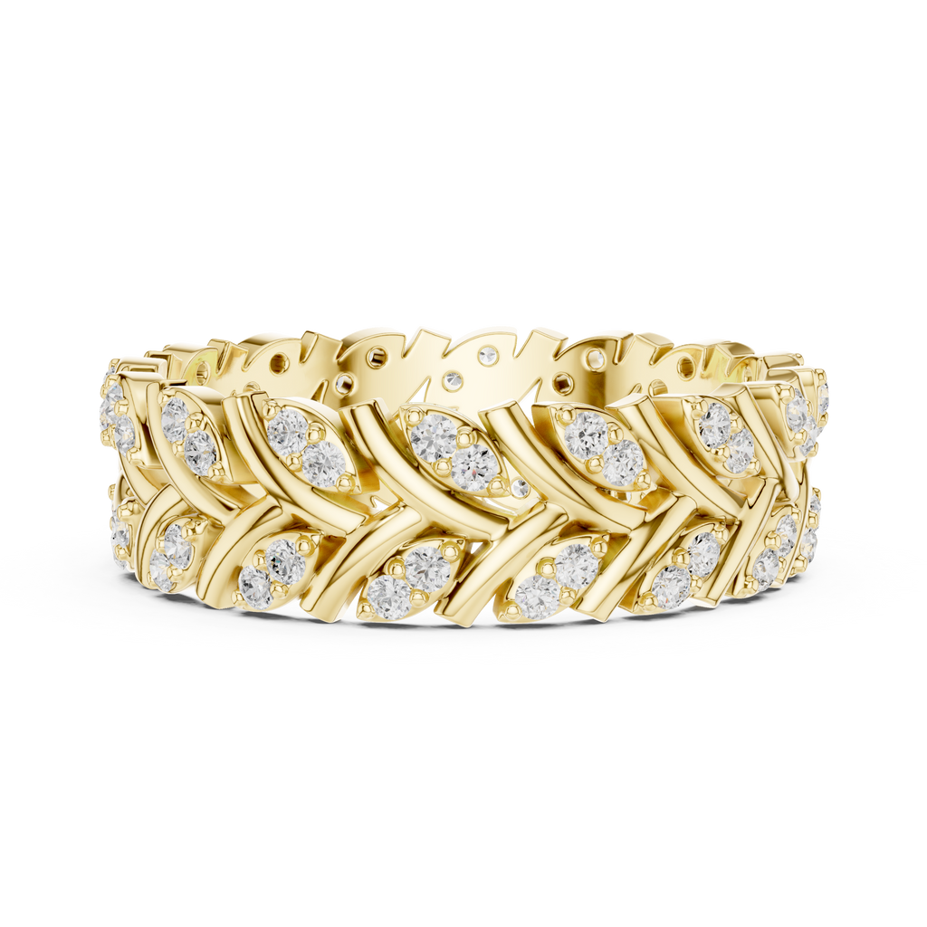 Nature Inspired Diamond Eternity Band in Rose Gold