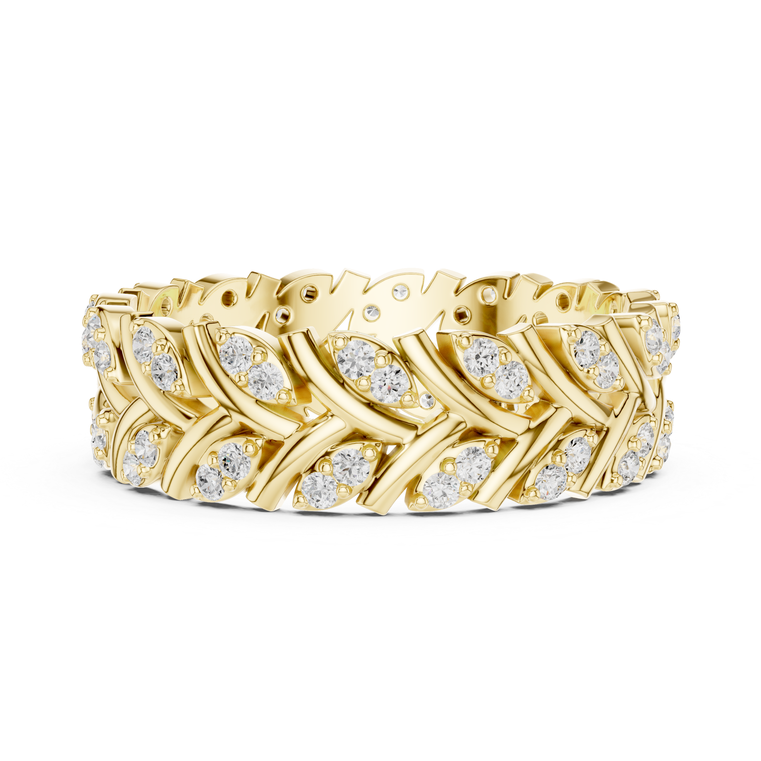 Nature Inspired Diamond Eternity Band in Rose Gold