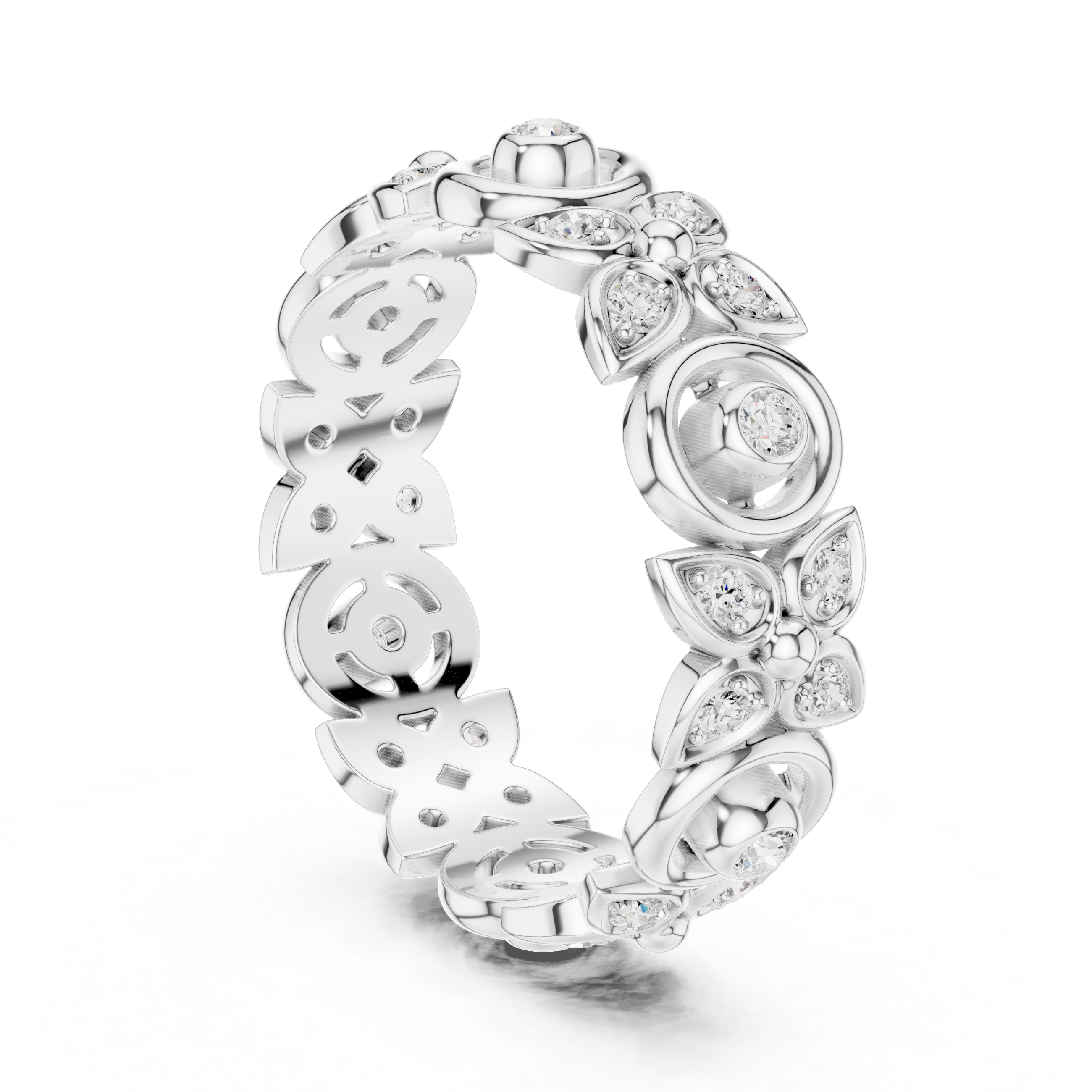 Vintage Halo Diamond Eternity Ring in Rose Gold
