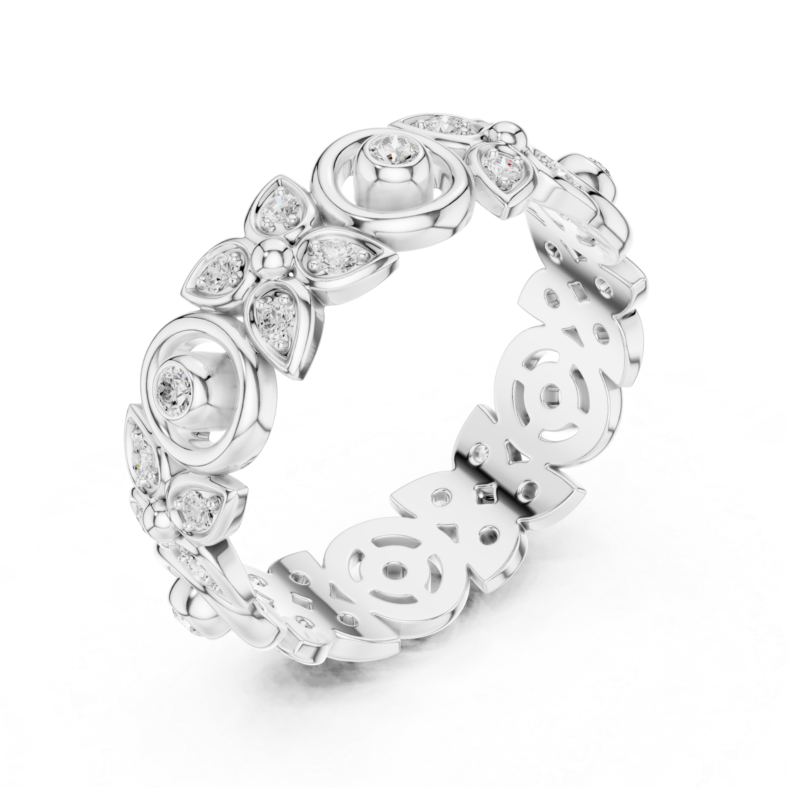Vintage Halo Diamond Eternity Ring in Rose Gold