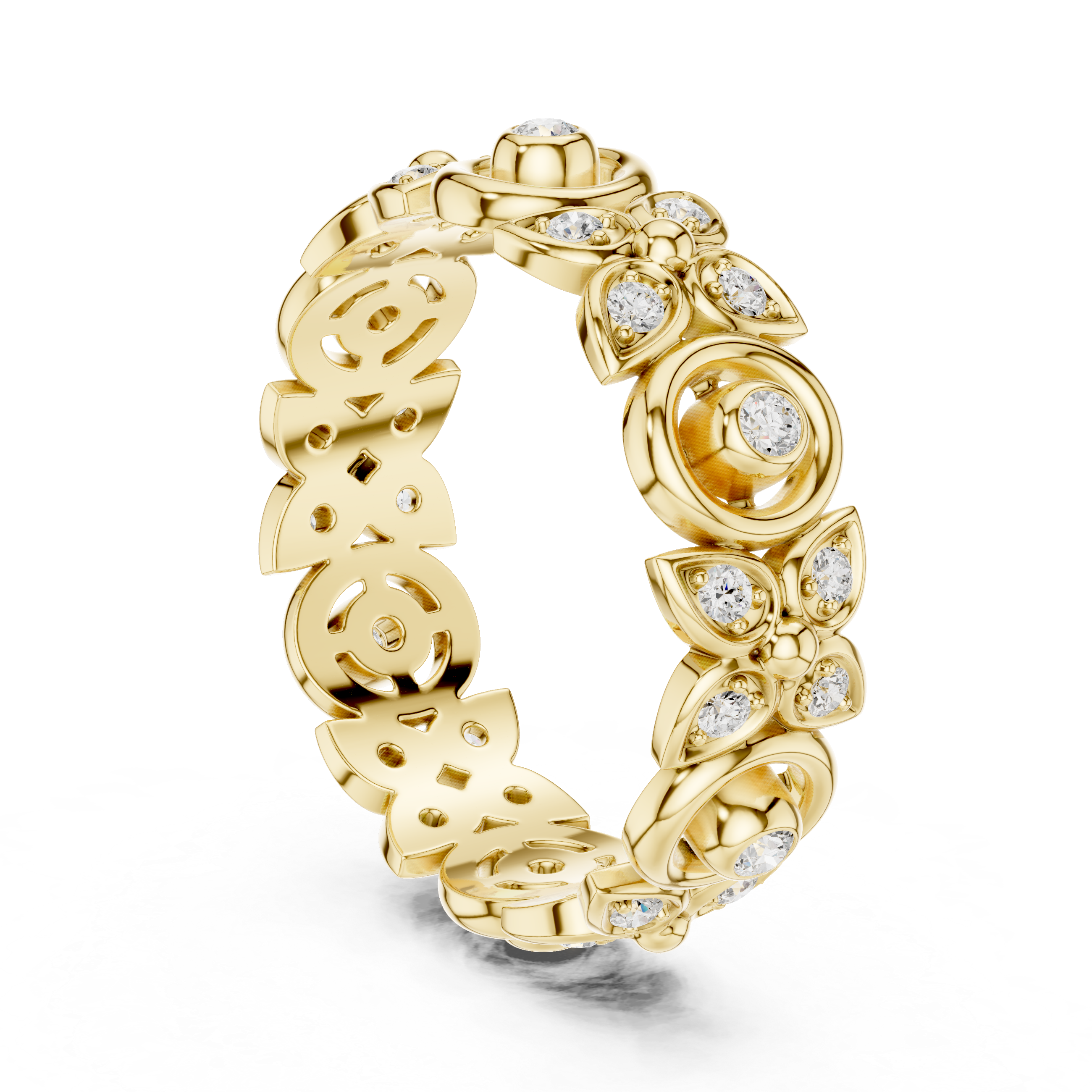 Vintage Halo Diamond Eternity Ring in Rose Gold