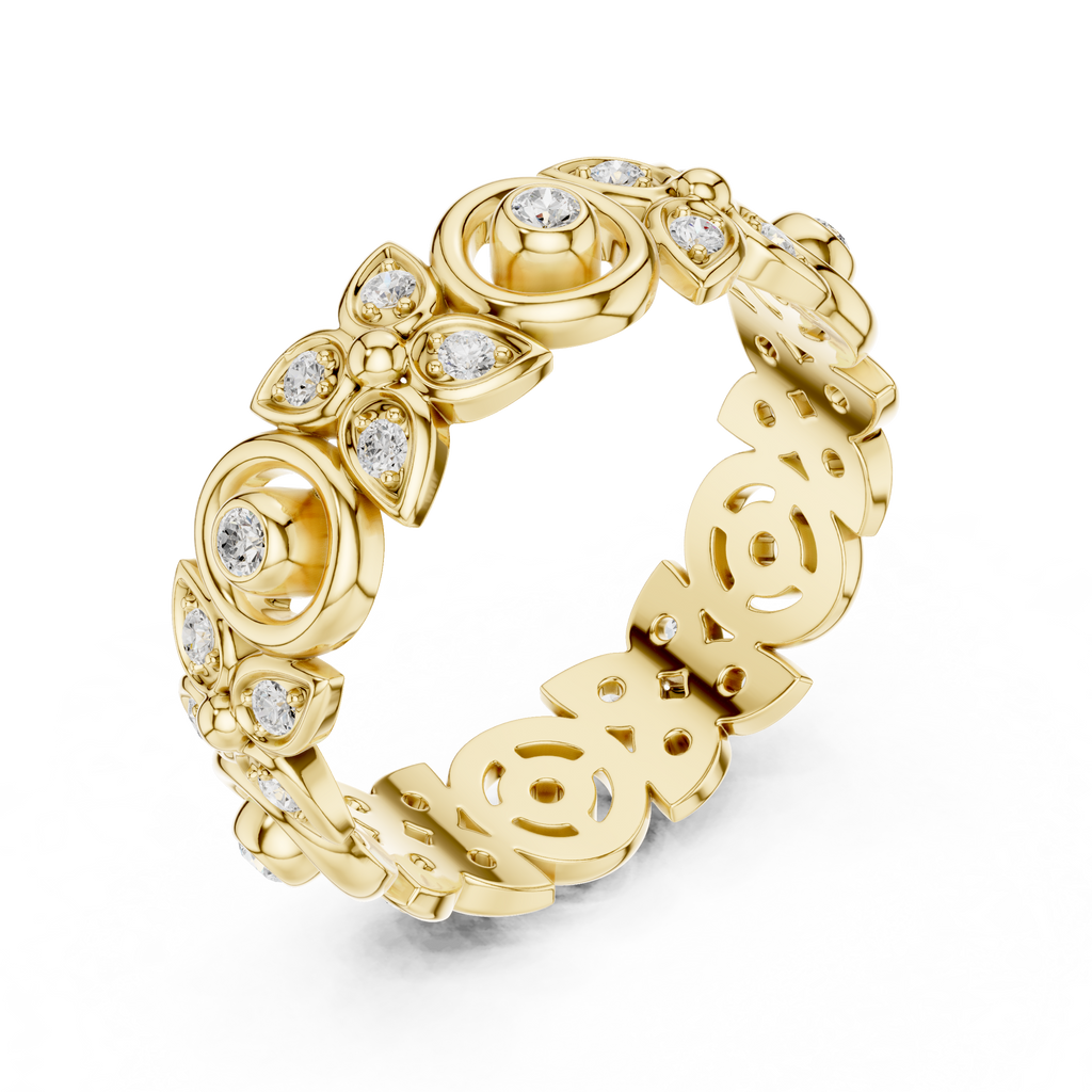 Vintage Halo Diamond Eternity Ring in Rose Gold