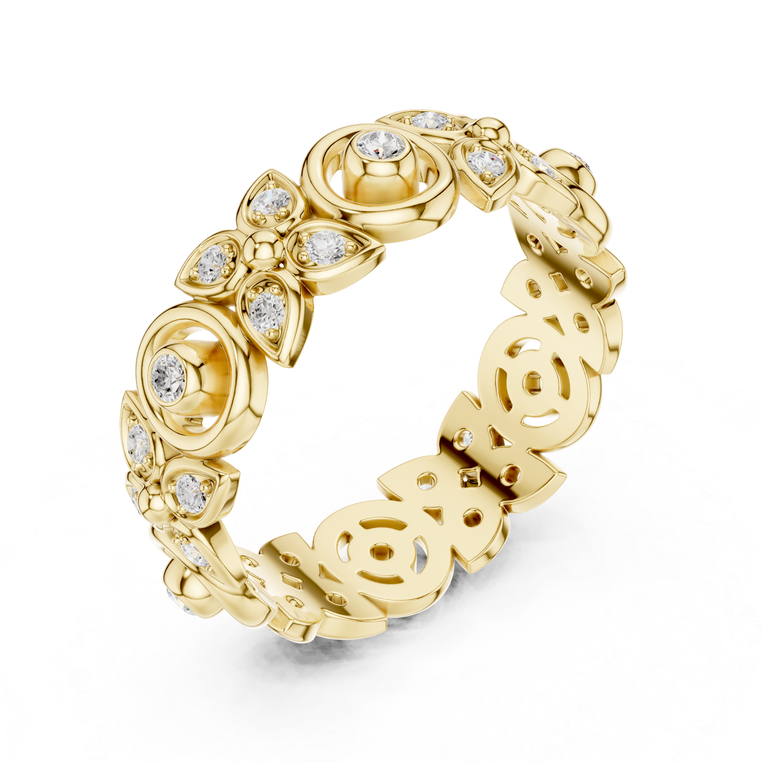 Vintage Halo Diamond Eternity Ring in Rose Gold