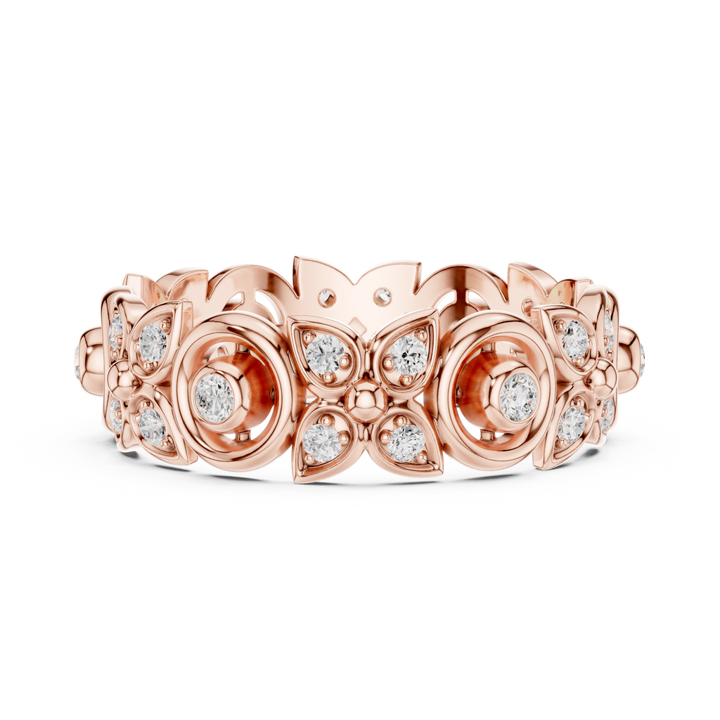 Vintage Halo Diamond Eternity Ring in Rose Gold