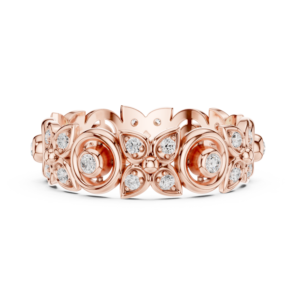Vintage Halo Diamond Eternity Ring in Rose Gold – view 5 of 12, lab grown diamond ring | Jewelix Atelier