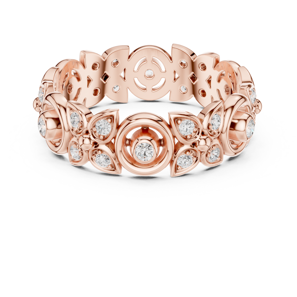 Vintage Halo Diamond Eternity Ring in Rose Gold