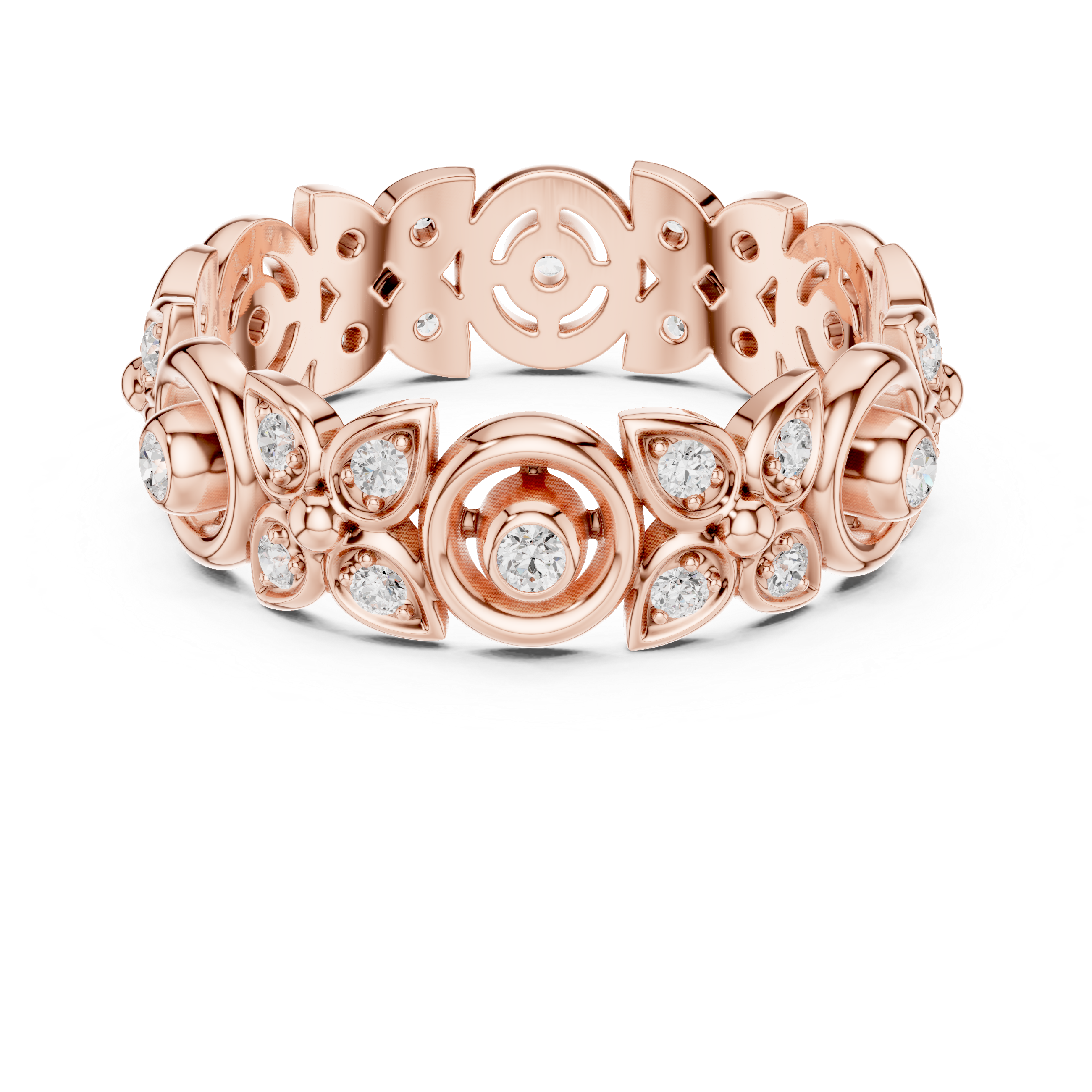 Vintage Halo Diamond Eternity Ring in Rose Gold