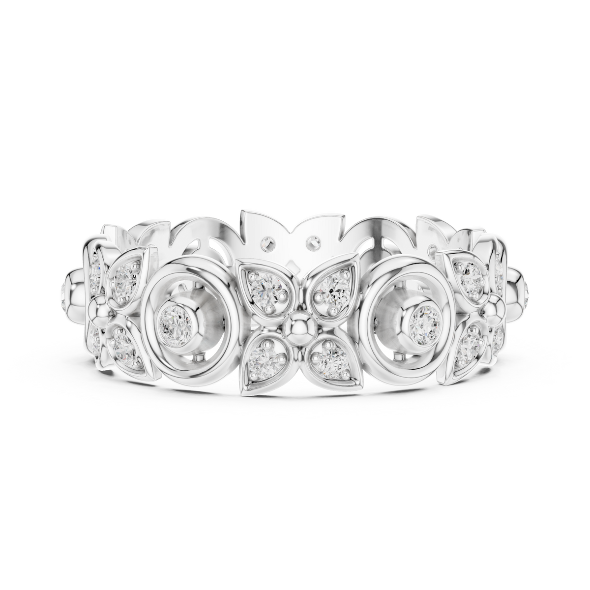 Vintage Halo Diamond Eternity Ring in Rose Gold – view 1 of 12, lab grown diamond ring | Jewelix Atelier