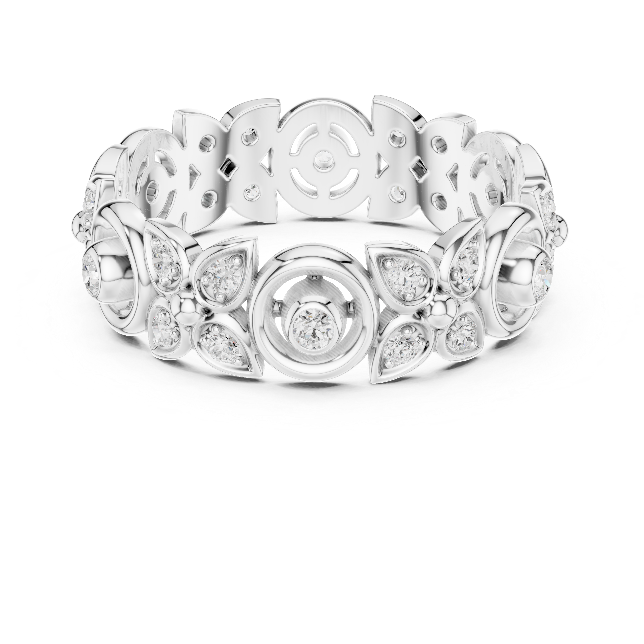 Vintage Halo Diamond Eternity Ring in Rose Gold